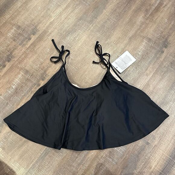 Kortni Jeane Swim Swing Top Womens Medium Black Bikini Simple Padded Pool NWT - Picture 3 of 10